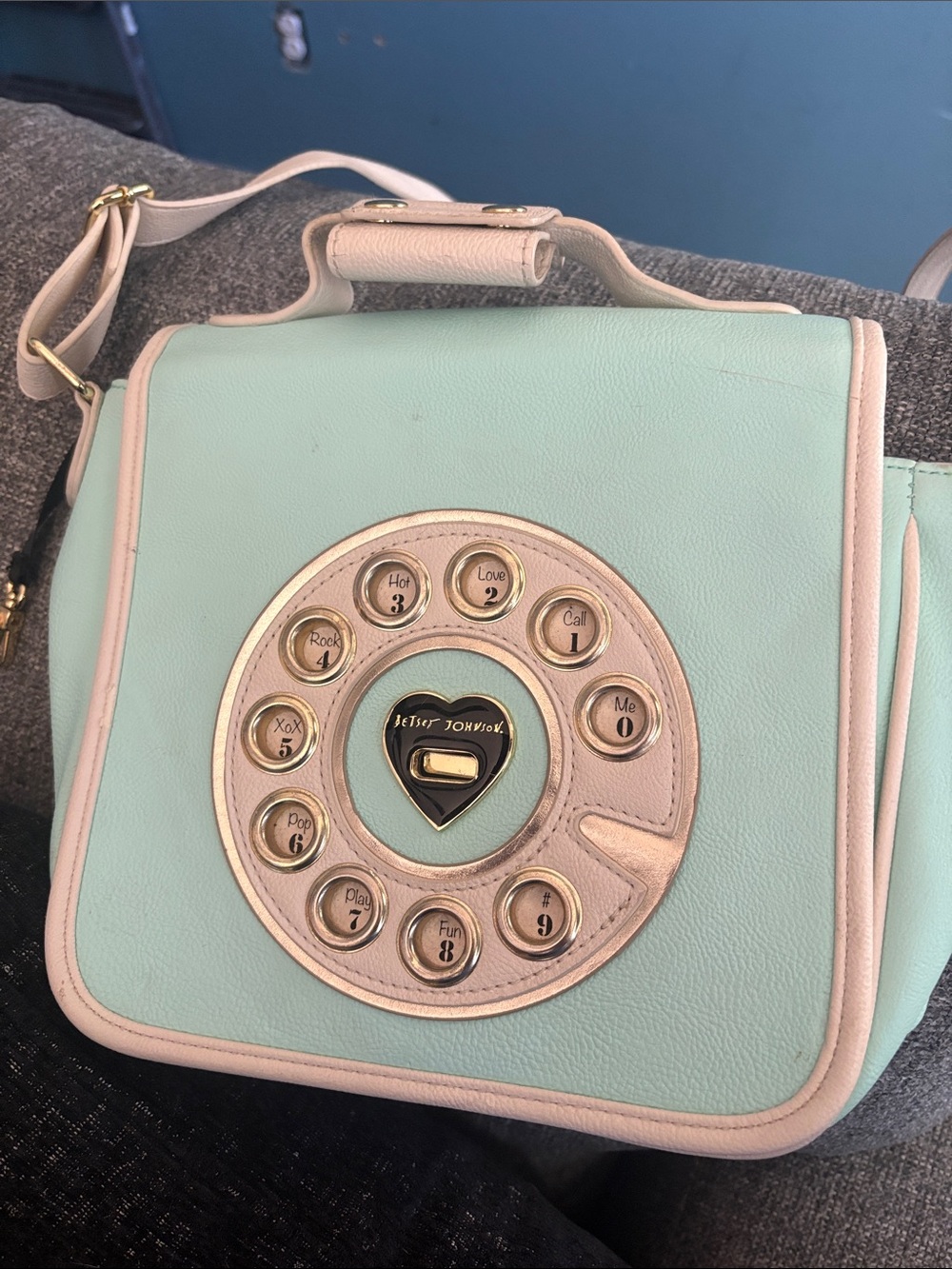 Betsey Johnson Mint & Cream Retro Rotary Phone Crossbody Purse